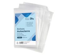 RAYLU PAPER - Bolsas Auto Cierre Zip, Pack de 100 Bolsas de Plástico Transparente Reutilizables, usos Múltiples, Hecho en Europa (10 x 18)