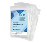 RAYLU PAPER - Bolsas Auto Cierre Zip, Pack de 100 Bolsas de Plástico Transparente Reutilizables, usos Múltiples, Hecho en Europa (20 x 30)