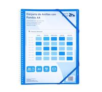 Raylu Paper® - Carpeta clasificadora con anillas con fundas transparentes A4 de 90 micras y sobre con cierre, tapa personalizable. Carpeta de fundas 100% biodegradable. (20 Fundas, Azul)