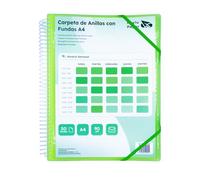 Raylu Paper® - Carpeta clasificadora con anillas con fundas transparentes A4 de 90 micras y sobre con cierre, tapa personalizable. Carpeta de fundas 100% biodegradable. (50 Fundas, Verde)