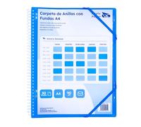 Raylu Paper® - Carpeta clasificadora con anillas con fundas transparentes A4 de 90 micras y sobre con cierre adhesivo, tapa personalizable. Carpeta de fundas 100% biodegradable. (30 Fundas, Azul)