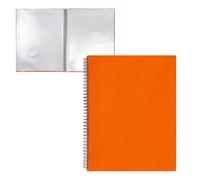 RAYLU PAPER - Carpeta Clasificadora con Fundas Transparentes A4 de Plástico y Tapa de Polipropileno Opaco Resistente, Carpeta para Documentos con Fundas para Uso Escolar y Oficina (30 Fundas, Naranja)