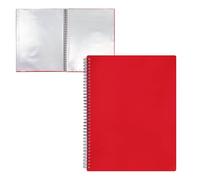 RAYLU PAPER - Carpeta Clasificadora con Fundas Transparentes A4 de Plástico y Tapa de Polipropileno Opaco Resistente, Carpeta para Documentos con Fundas para Uso Escolar y Oficina (30 Fundas, Rojo)