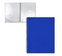 RAYLU PAPER - Carpeta Clasificadora con Fundas Transparentes A4 de Plástico y Tapa de Polipropileno Opaco Resistente, Carpeta para Documentos con Fundas para Uso Escolar y Oficina (20 Fundas, Azul)
