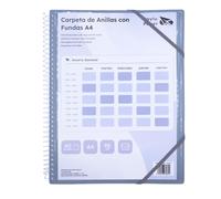 Raylu Paper - Carpeta Clasificadora con Fundas Transparentes A4 y Anillas, Carpeta con Fundas Transparentes de 90 Micras, Sobre con Cierre y Tapa Personalizable para Organización (40 Fundas, Humo)