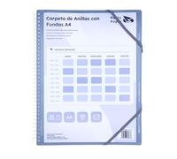 Raylu Paper - Carpeta Clasificadora con Fundas Transparentes A4 y Anillas, Carpeta con Fundas Transparentes de 90 Micras, Sobre con Cierre y Tapa Personalizable para Organización (20 Fundas, Humo)