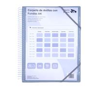 Raylu Paper - Carpeta Clasificadora con Fundas Transparentes A4 y Anillas, Carpeta con Fundas Transparentes de 90 Micras, Sobre con Cierre y Tapa Personalizable para Organización (50 Fundas, Humo)