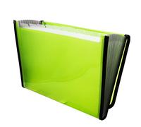 Raylu Paper® - Carpeta clasificadora de documentos tipo acordeón con 12 compartimentos, archivador de plástico para oficina con separadores y bordes reforzados (Verde Claro)