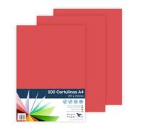 Raylu Paper - Cartulinas A4 100 unidades, 180gr 210 x 297 mm, Ideal para encuadernación, trabajos de oficina, dibujo, manualidades. aptas para uso escolar. (Rojo Tomate)