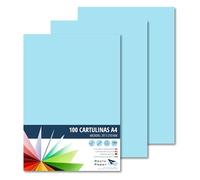 Raylu Paper® Cartulinas A4 100 unidades de color azul, 180gr 210 x 297 mm, Ideal para encuadernación, trabajos de oficina, dibujo, manualidades. cartulinas aptas para uso escolar. (Azul Celeste)