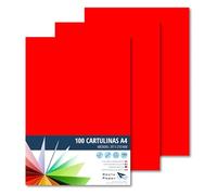 Raylu Paper - Cartulinas A4 100 unidades de color cuero, 180gr 210 x 297 mm, Ideal para encuadernación, trabajos de oficina, dibujo, manualidades. aptas para uso escolar. (Rojo)