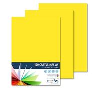 Raylu Paper - Cartulinas A4 100 unidades de color cuero, 180gr 210 x 297 mm, Ideal para encuadernación, trabajos de oficina, dibujo, manualidades. aptas para uso escolar. (Amarillo Canario)