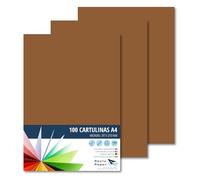 Raylu Paper® Cartulinas A4 100 unidades de color marrón, 180gr 210 x 297 mm, Ideal para encuadernación, trabajos de oficina, dibujo, manualidades. aptas para uso escolar. (Marrón)