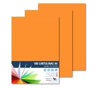 Raylu Paper® Cartulinas A4 100 unidades de color naranja, 180gr 210 x 297 mm, Ideal para encuadernación, trabajos de oficina, dibujo, manualidades. aptas para uso escolar. (Naranja)