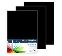 Raylu Paper® Cartulinas A4 100 unidades de color negro, 180gr 210 x 297 mm, Ideal para encuadernación, trabajos de oficina, dibujo, manualidades, aptas para uso escolar. (Negro)