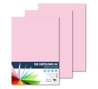 Raylu Paper® Cartulinas A4 100 unidades de color rosa, 180gr 210 x 297 mm, tacto suave, Ideal para encuadernación, trabajos de oficina, dibujo, manualidades. cartulinas aptas para uso escolar. (Rosa)