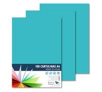 Raylu Paper® Cartulinas A4 100 unidades de color turquesa, 180gr 210 x 297 mm, Ideal para encuadernación, trabajos de oficina, dibujo, manualidades, aptas para uso escolar. (Azul Turquesa)