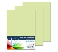 Raylu Paper® Cartulinas A4 100 unidades de color verde, 180gr 210 x 297 mm, tacto suave, Ideal para encuadernación, trabajos de oficina, dibujo, manualidades. aptas para uso escolar. (Verde Manzana)