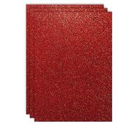 RAYLU PAPER - Cartulinas Purpurina de Colores Tamaño A4 y 200g/m² de Grosor, Hojas de Papel de Cartulina con Purpurina Brillante para Manualidades, Pack de 3 Unidades (Rojo)