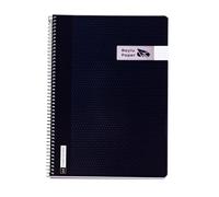 RAYLU PAPER - Cuadernos A4 con Espiral y Tapa de Resistente de Polipropileno, 80 Hojas 90g, Libreta de Colores vivos para Apuntes, Estudio, Oficina y Universidad (Negro, Cuadrícula 4mm)