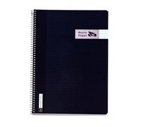 RAYLU PAPER - Cuadernos A4 con Espiral y Tapa de Resistente de Polipropileno, 80 Hojas 90g, Libreta de Colores vivos para Apuntes, Estudio, Oficina y Universidad (Negro, Pauta 3,5mm)