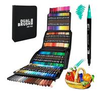 RAYLU PAPER - Doble punta para letras profesionales, estuche con punta de pincel y punta fina para colorear dibujo y caligrafía (paquete de 120)