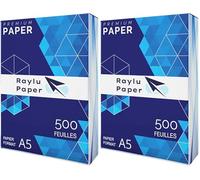 RAYLU PAPER - Folios A5 80gr de Papel Premium Multiusos para Impresoras Láser, Inkjet y Fotocopiadoras, para Oficina y Hogar (500 Hojas, A5) (Paquete de 2)