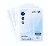 Raylu Paper -Fundas multitaladro de polipropileno 100% reciclable, fundas para documentos de gran apertura, lomo reforzado. (Folio - 90 micras - Transparente, 10 ud.)