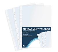 Raylu Paper® - Fundas multitaladro de polipropileno 100% reciclable, fundas para documentos de gran apertura, lomo reforzado. 100 unidades. (Piel de naranja, A4-60 micras)
