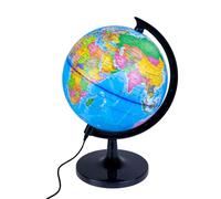 Raylu Paper Globo Terráqueo Azul de 20cm con Luz y Cable USB, Bola del Mundo Iluminada Giratoria en Español con Cartografía y Meridiano, Esfera del Mundo para Aprendizaje y Decorativo (Azul, 20cm)