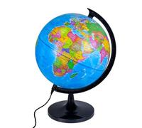 Raylu Paper Globo Terráqueo Azul de 30cm con Luz y Cable USB, Bola del Mundo Iluminada Giratoria en Español con Cartografía y Meridiano, Esfera del Mundo para Aprendizaje y Decorativo (Azul, 30cm)