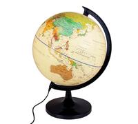 Raylu Paper Globo Terráqueo Crema de 30cm con Luz y Cable USB, Bola del Mundo Iluminada Giratoria en Español con Cartografía y Meridiano, Esfera del Mundo para Aprendizaje y Decorativo (Crema, 30cm)