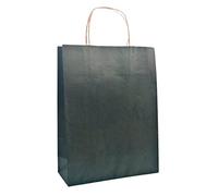 Raylu Paper® - Pack de 25 Bolsas de papel Kraft de colores con asas resistentes, bolsas de papel 100% reciclables para la compra, chuches o regalos (Negro, Grandes (35x14x44 cm))