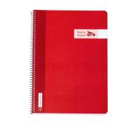 RAYLU PAPER - Pack de 6 Cuadernos A4 con Espiral y Tapa de Resistente de Polipropileno, 80 Hojas 90g, Libreta de Colores vivos para Apuntes, Estudio, Oficina y Universidad (Rojo, Cuadrícula 4mm)