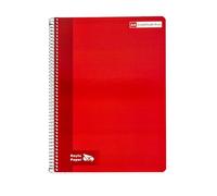 RAYLU PAPER - Pack de 6 Cuadernos A4 con Espiral y Tapa Dura, 80 Hojas 90g, Libretas de Colores vivos para Apuntes, Estudio, Oficina y Universidad (Rojo, Cuadrícula 4mm)