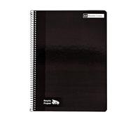 RAYLU PAPER - Pack de 6 Cuadernos A4 con Espiral y Tapa Dura, 80 Hojas 90g, Libretas de Colores vivos para Apuntes, Estudio, Oficina y Universidad (Negro, Horizontal)