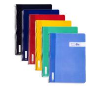 RAYLU PAPER - Pack de 6 Cuadernos con Espiral y Tapa de Resistente de Polipropileno, 80 Hojas 90g, Libretas de 4 Colores Pastel para Apuntes, Estudio, Oficina y Universidad (Pauta 3,5mm, A4)