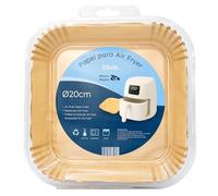 Raylu Paper - Papel Freidora de Aire, 50ud de Papel Air Fryer Cuadrado de 20 cm, Forro Desechable Antiadherente, Accesorio para Freidora, Horno y Microondas (20 cm, Cuadrado)
