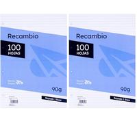 Raylu Paper Recambio Hojas A4 Perforadas, 100 Hojas 90 g, Folios para Archivador y Carpesano, Recambios para uso Escolar, Universidad y Oficina (Rayado 1 Línea) (Paquete de 2)
