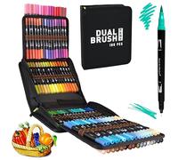 RAYLU PAPER - Rotulador para colorear adulto, estuche de marcadores de doble punta profesional, punta de pincel y punta fina, fieltro de acuarela a base de agua para dibujos y caligrafía (100 unidades