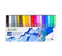 RAYLU PAPER - Rotuladores Acrílicos de Colores Vivos, Marcadores Acrílicos Multisuperficie con Punta Redonda de 2mm, Alta Pigmentación, Tinta Opaca y Secado Rápido (Vivos, 18 ud)