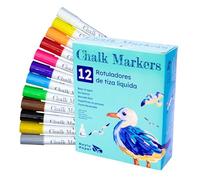 RAYLU PAPER - Rotuladores de Tiza Líquida para Pizarra, Borrable y Punta Reversible, Rotuladores para pizarra negra de Base al Agua, ideal para pizarras, cristales, cerámica