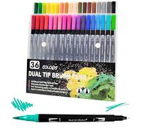 RAYLU PAPER - Rotuladores Lettering Doble Punta, Estuche de Rotuladores Punta Pincel y Punta Fina Profesionales, Brush Pen Rotuladores Acuarelables para Dibujos, Caligrafía, Mandalas (36 Unidades)