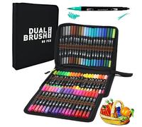 RAYLU PAPER - Rotuladores Lettering Doble Punta, Estuche de Rotuladores Punta Pincel y Punta Fina Profesionales, Brush Pen Rotuladores Acuarelables para Dibujos, Caligrafía, Mandalas (60 Unidades)