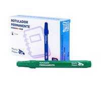 RAYLU PAPER Rotuladores Permanentes con Punta de 2mm, Rotulador Permanente Resistente al Agua y la Decoloración de Secado Rápido, Ideal para Papel, Cartón, Plástico, Metal y Tela (12, Verde)