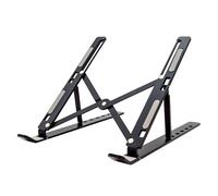 RAYLU PAPER®- Soporte para Portátil, Atril Ajustable en Múltiples Ángulos de Inclinación, Elevador Ergonómico y Ventilado, con Funda Incluida (Metal, Negro)