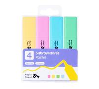Raylu Paper - Subrayadores Fluorescentes Pastel con Punta Biselada, Pack de 4 Marcadores Fluorescentes con Trazo de 2-5mm, Rotuladores Fluorescentes para Estudio, Oficina y Organización (Pastel, 4ud)