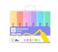 Raylu Paper - Subrayadores Fluorescentes Pastel con Punta Biselada, Pack de 6 Marcadores Fluorescentes con Trazo de 2-5mm, Rotuladores Fluorescentes para Estudio, Oficina y Organización (Pastel, 6ud)