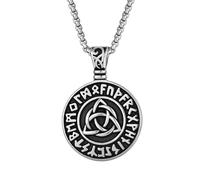 Raymard Collar celta vikingo nórdico para hombre, colgante de nudo trinitario de acero inoxidable para hombre, cadena Rolo de 61 cm, joyería celta irlandesa