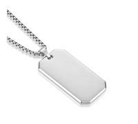 Raymard Collar con placa de perro grande pulido para hombre, acero inoxidable 316L de 24 pulgadas, joyería de cadena Rolo para hombre, colgante militar para hombre, Acero inoxidable, No es una piedra